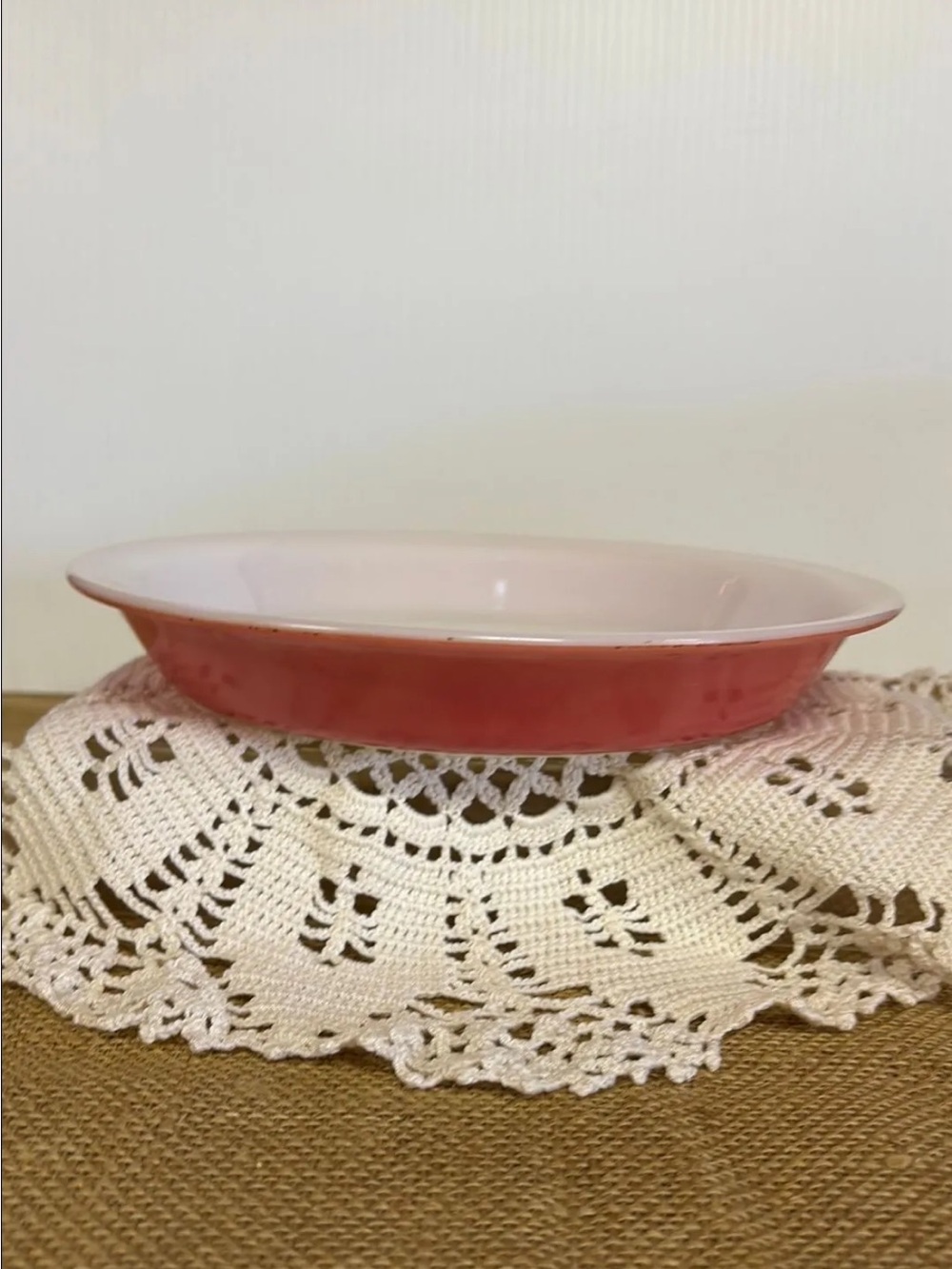 PYREX #909, Vintage Flamingo Pink, 9” round PIE pan, baking or casserole dish.
